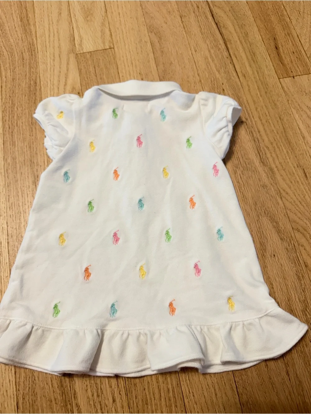 Ralph Lauren White Polo Dress with Pastel Pony Embroidery